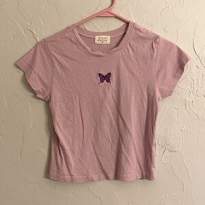 Urban Outfitters Pink Butterfly Embroidered Women's Top